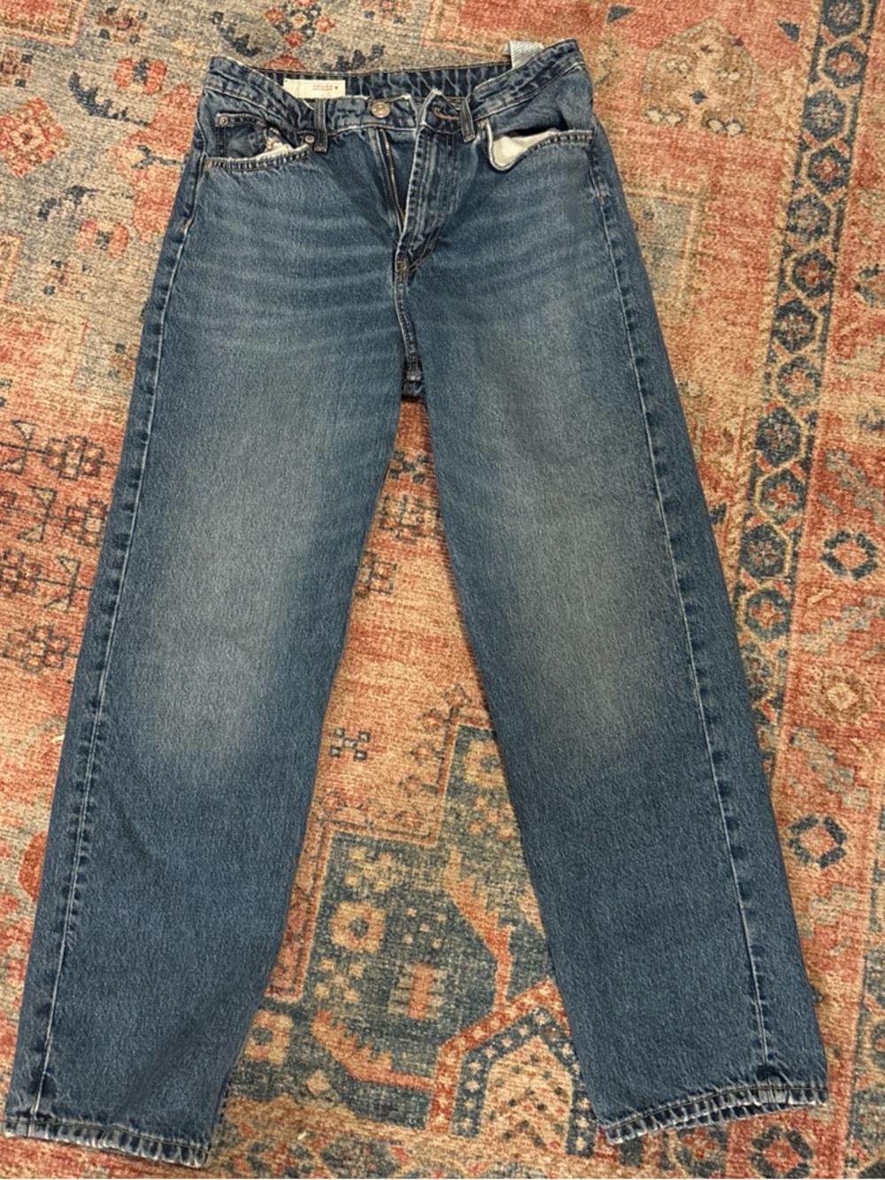 Zara high rise straight  jeans Medium Blue Wash size 6